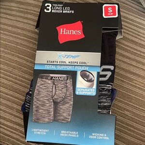 Hanes X-Temp 3-Pack Long Leg Boxer Briefs in Black and Heather Gray